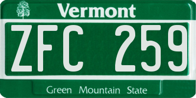 VT license plate ZFC259