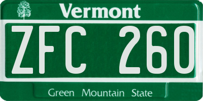 VT license plate ZFC260