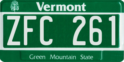 VT license plate ZFC261