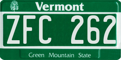 VT license plate ZFC262