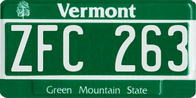 VT license plate ZFC263