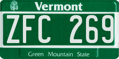 VT license plate ZFC269