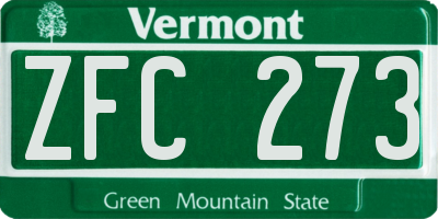 VT license plate ZFC273