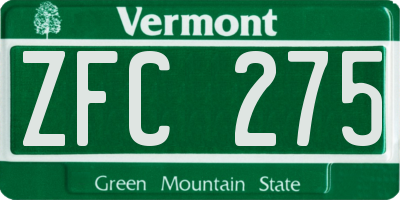 VT license plate ZFC275