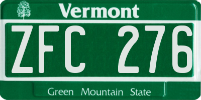 VT license plate ZFC276