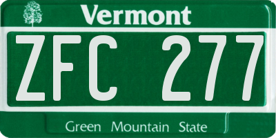 VT license plate ZFC277