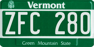 VT license plate ZFC280