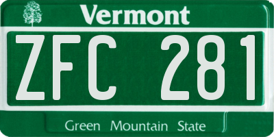 VT license plate ZFC281
