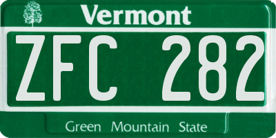 VT license plate ZFC282