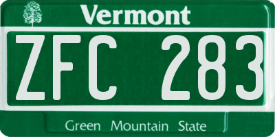 VT license plate ZFC283