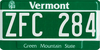 VT license plate ZFC284