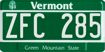 VT license plate ZFC285
