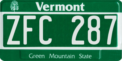 VT license plate ZFC287
