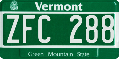 VT license plate ZFC288