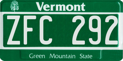 VT license plate ZFC292