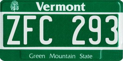 VT license plate ZFC293