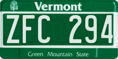 VT license plate ZFC294