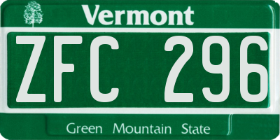 VT license plate ZFC296
