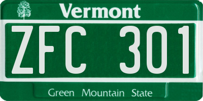 VT license plate ZFC301