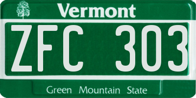VT license plate ZFC303