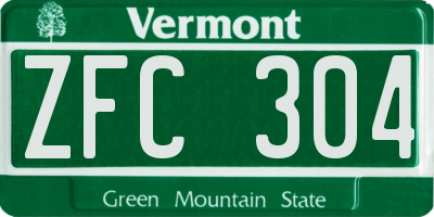 VT license plate ZFC304