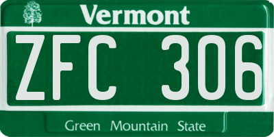 VT license plate ZFC306