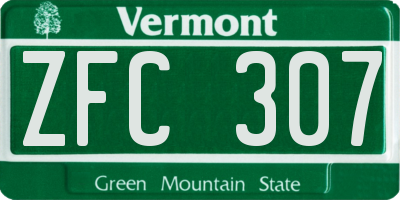 VT license plate ZFC307