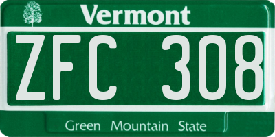 VT license plate ZFC308