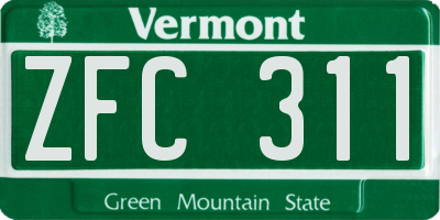 VT license plate ZFC311
