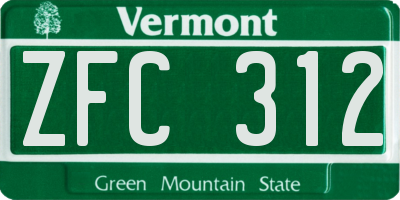 VT license plate ZFC312