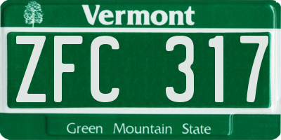 VT license plate ZFC317