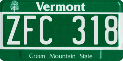 VT license plate ZFC318
