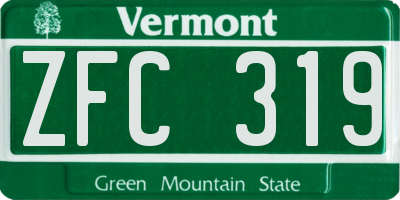 VT license plate ZFC319