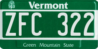 VT license plate ZFC322