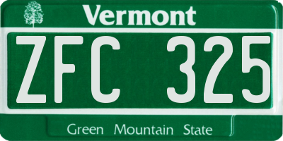 VT license plate ZFC325