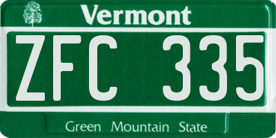 VT license plate ZFC335