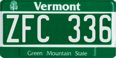 VT license plate ZFC336