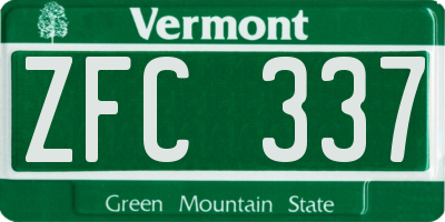 VT license plate ZFC337