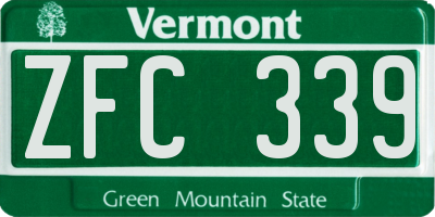 VT license plate ZFC339