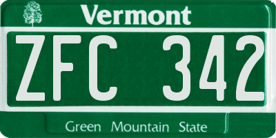 VT license plate ZFC342