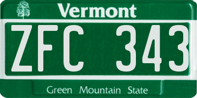 VT license plate ZFC343