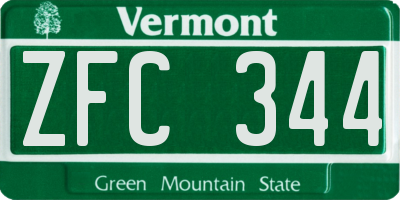 VT license plate ZFC344