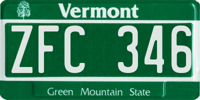 VT license plate ZFC346