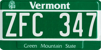 VT license plate ZFC347
