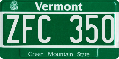 VT license plate ZFC350