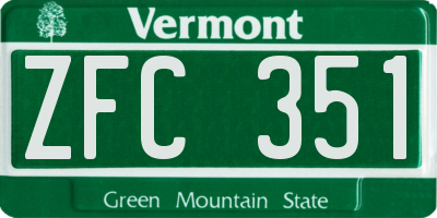 VT license plate ZFC351