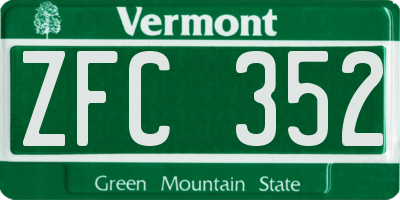VT license plate ZFC352