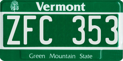 VT license plate ZFC353