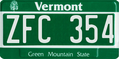 VT license plate ZFC354