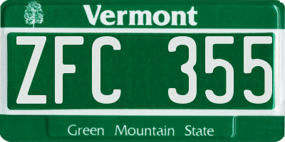 VT license plate ZFC355